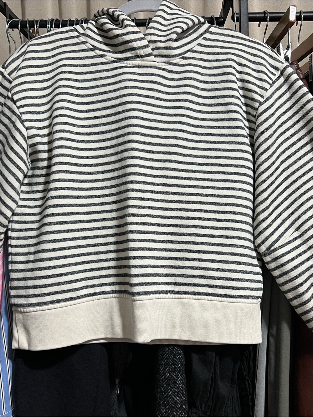 Lou & Grey Striped Crewneck Sweater — Cream & Gray